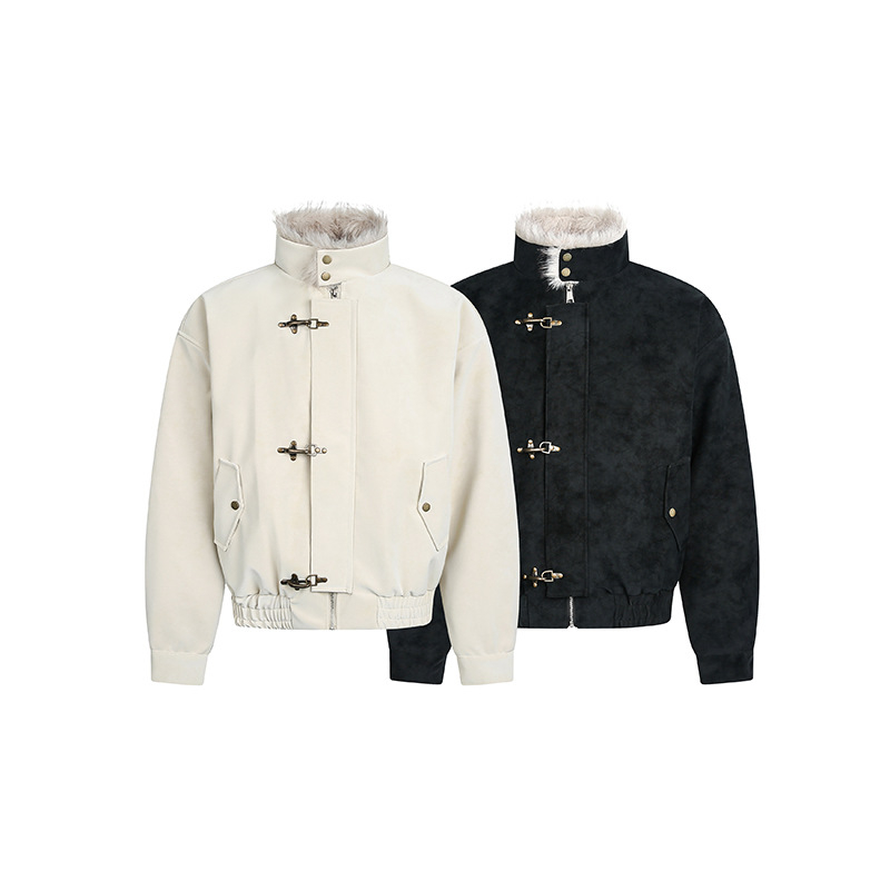 Jachetă din piele PU pentru bărbați, streetwear, închidere cu nasturi, fără glugă, iarna 2025