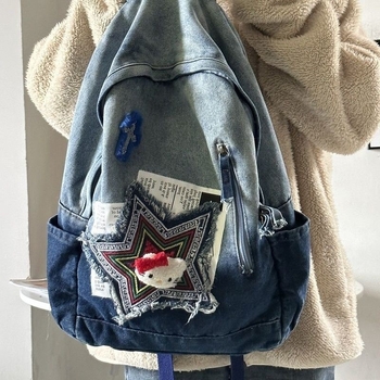 Csillag hímzéses hátizsák, nylon, kapacitás 20–35 L, légáteresztő, pamut bélés, mindennapi használatra