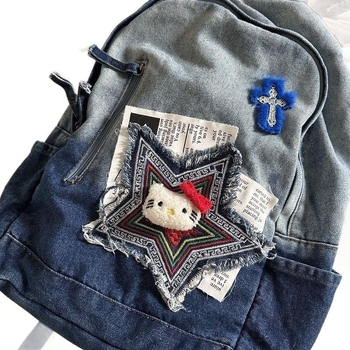 Csillag hímzéses hátizsák, nylon, kapacitás 20–35 L, légáteresztő, pamut bélés, mindennapi használatra