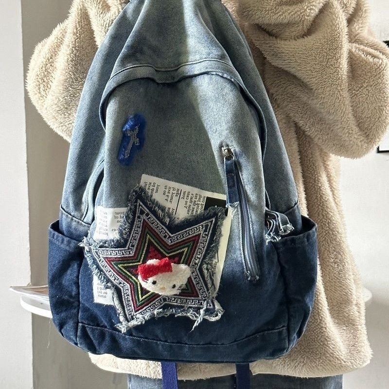 Csillag hímzéses hátizsák, nylon, kapacitás 20–35 L, légáteresztő, pamut bélés, mindennapi használatra