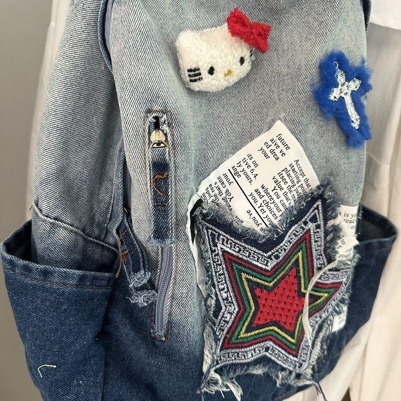 Csillag hímzéses hátizsák, nylon, kapacitás 20–35 L, légáteresztő, pamut bélés, mindennapi használatra