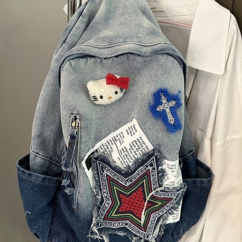 Csillag hímzéses hátizsák, nylon, kapacitás 20–35 L, légáteresztő, pamut bélés, mindennapi használatra