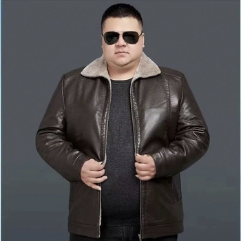 Plus-size PU kožna jakna s flis podstavom, za muškarce, opušten kroj, zimska toplina