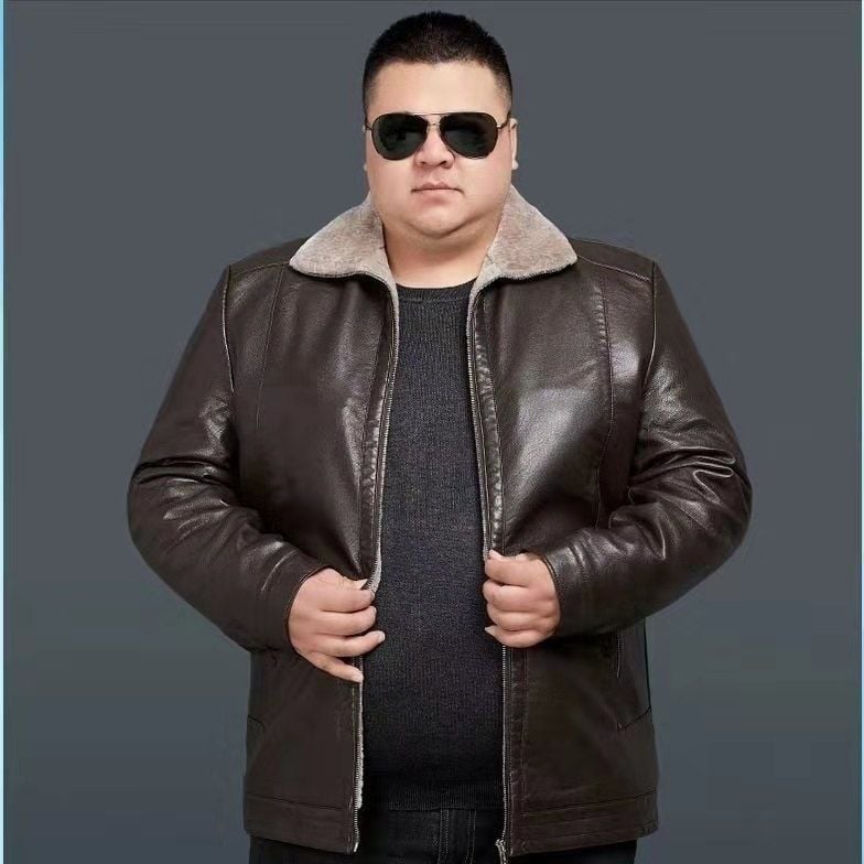 Plus-size PU kožna jakna s flis podstavom, za muškarce, opušten kroj, zimska toplina