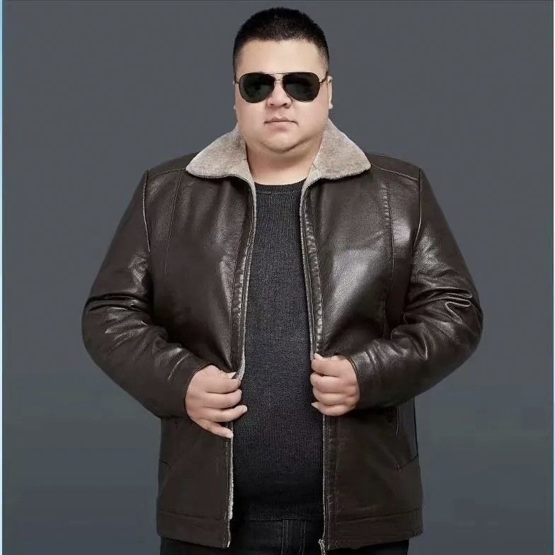 Plus-size PU kožna jakna s flis podstavom, za muškarce, opušten kroj, zimska toplina