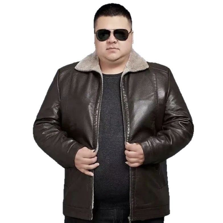 Plus-size PU kožna jakna s flis podstavom, za muškarce, opušten kroj, zimska toplina