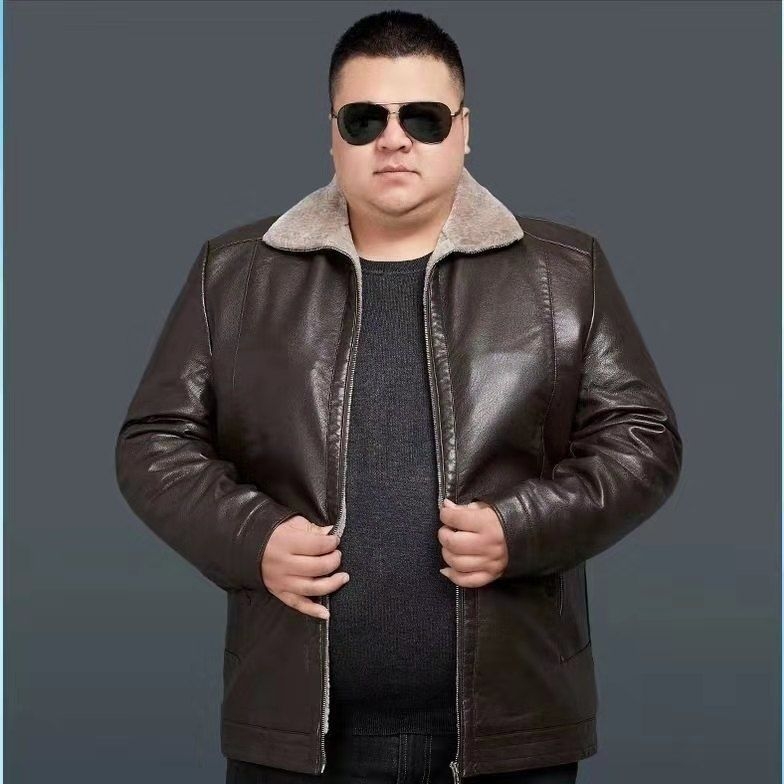 Plus-size PU kožna jakna s flis podstavom, za muškarce, opušten kroj, zimska toplina