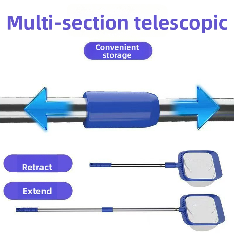 Ανοξείδωτο παιδικό δίχτυ για τετράγωνη λίμνη με τηλεσκοπική ράβδο, κωδικός 00201, βάρος 300 g, εξοπλισμός ενυδρείου