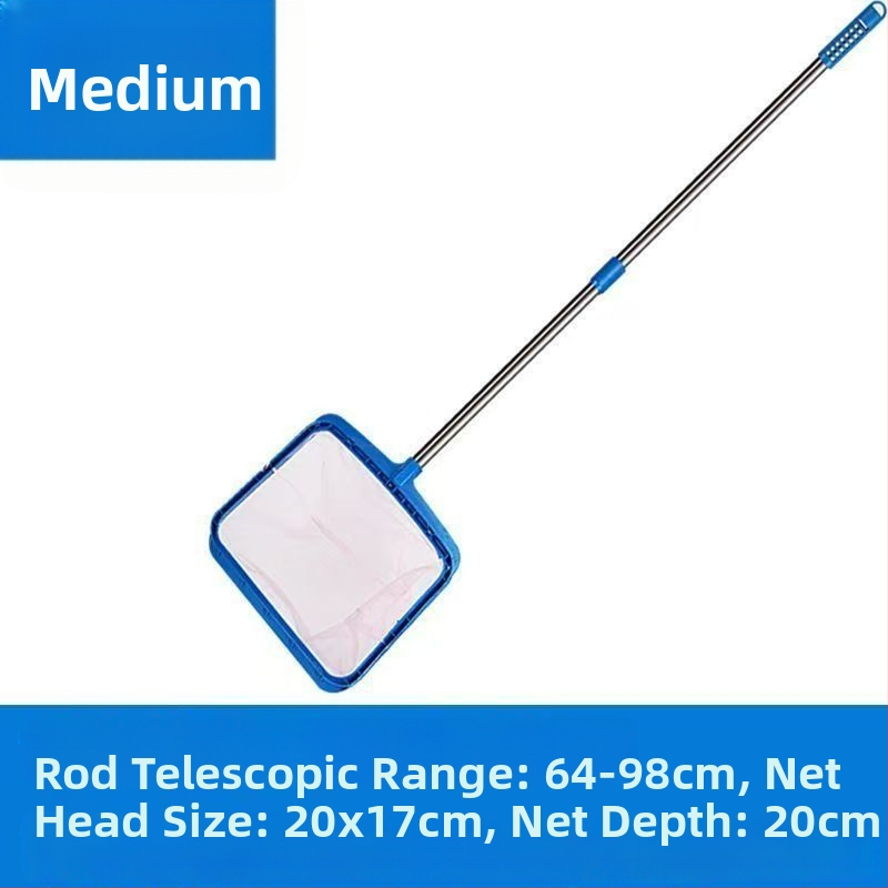 Ανοξείδωτο παιδικό δίχτυ για τετράγωνη λίμνη με τηλεσκοπική ράβδο, κωδικός 00201, βάρος 300 g, εξοπλισμός ενυδρείου