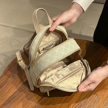 Rucsac pentru femei din piele naturală, protecție antifurt, capacitate mare și buzunare interioare multiple (buzunar cu fermoar, buzunar pentru telefon, buzunar pentru ID); MIEKS, design tridimensional