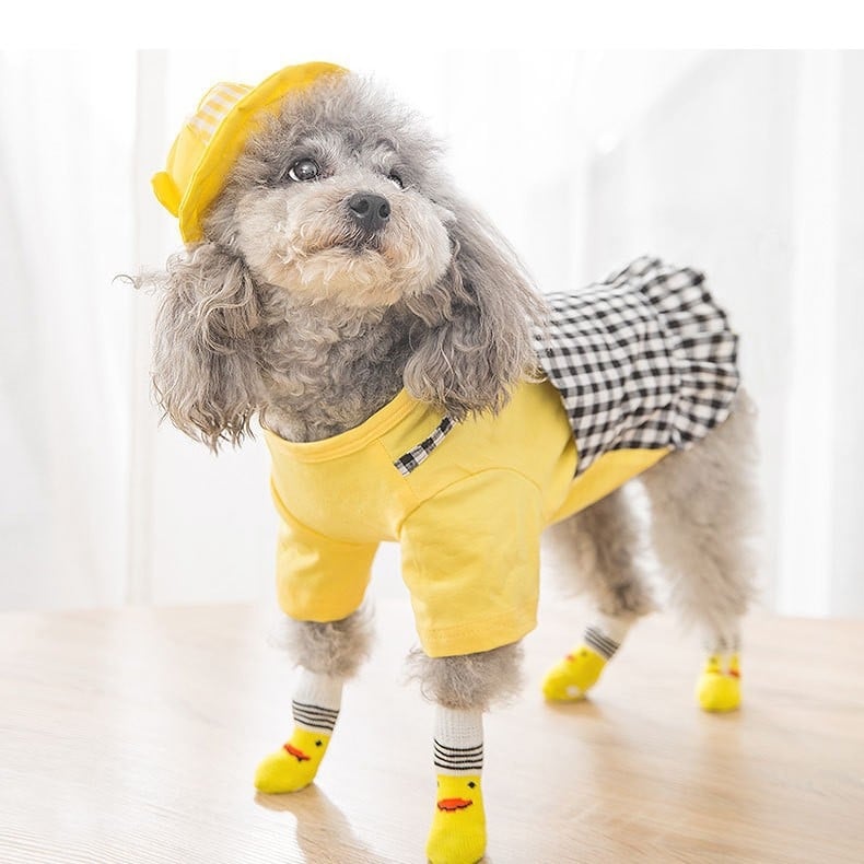 Șosete pentru animale de companie, talpă antiderapantă, din lână, model desen animat, tricot twill, pentru iarnă