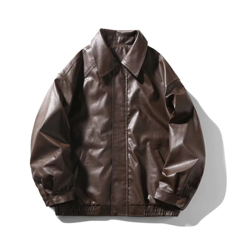Muška PU kožna jakna – američkog stila retro biker, srednja duljina, zatvarač na zip, jesen