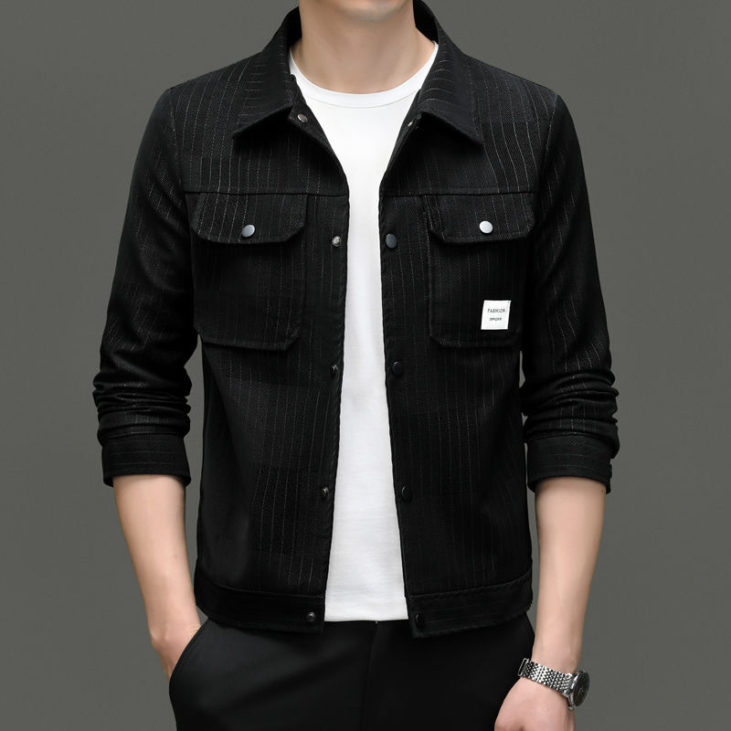 PU кожено мъжко яке, вертикална ивица, реверен яка, едноредово закопчаване, релефни принт детайли