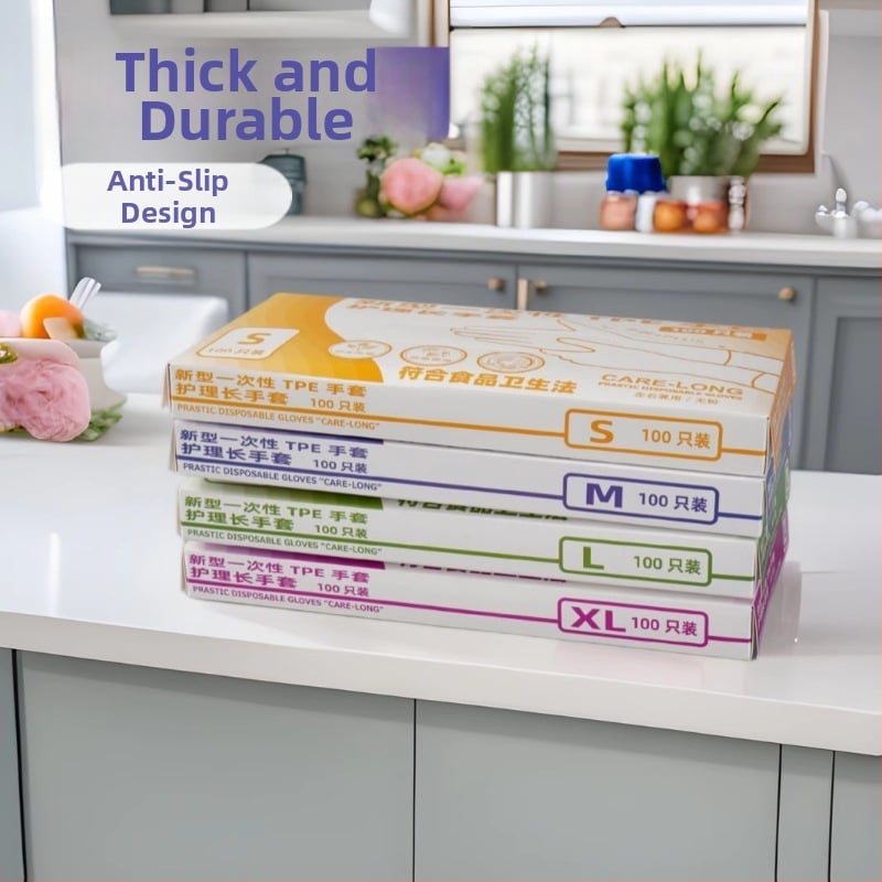 Jednokratne kućne rukavice, u kutiji, prozirne, protuklizne, opća debljina, plastične