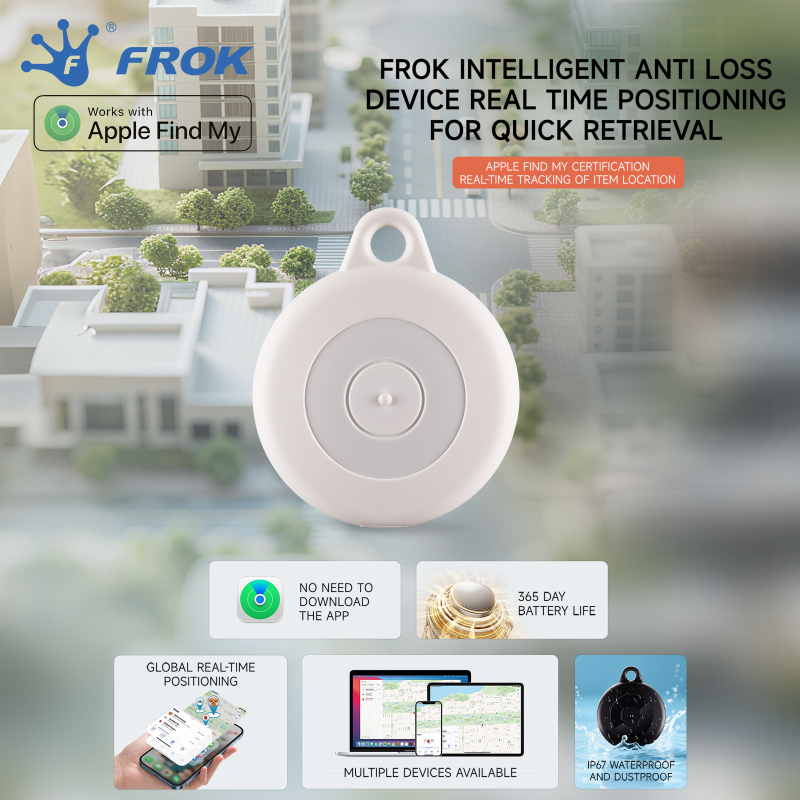 Frok 01a Антиизгубващ локатор с GPS проследяване, IP67 водоустойчив, 160mAh батерия, тегло 6 g, съвместим с Apple iOS