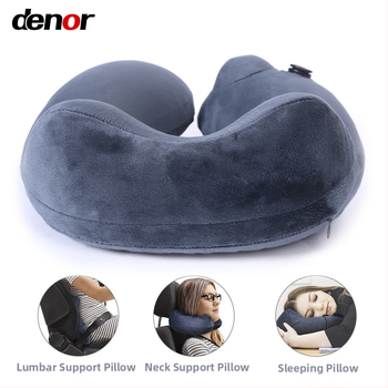 U-oblik putni jastuk za vrat, punjen zrakom, Crystal Velvet tkanina, moderan minimalistički stil, za odrasle