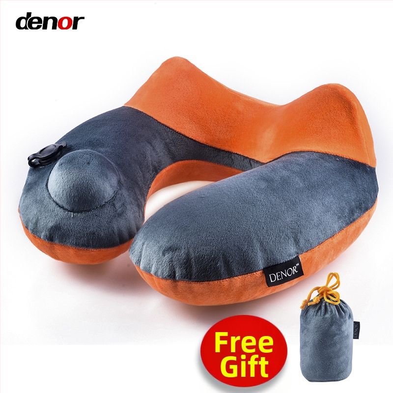 U-oblik putni jastuk za vrat, punjen zrakom, Crystal Velvet tkanina, moderan minimalistički stil, za odrasle