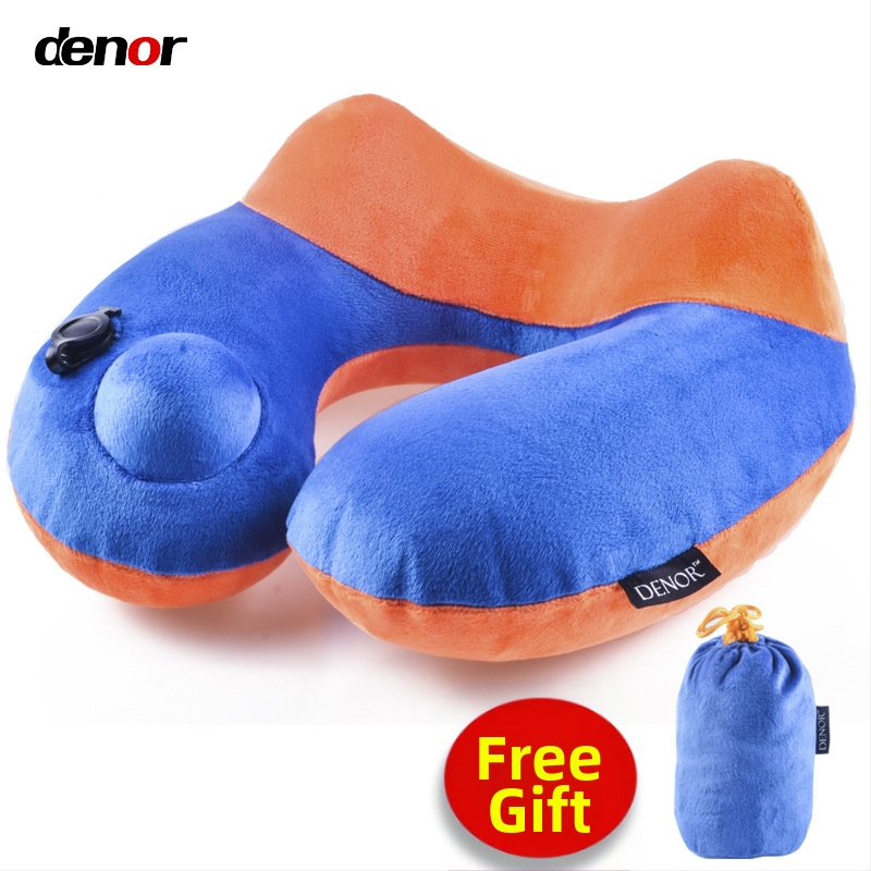 U-oblik putni jastuk za vrat, punjen zrakom, Crystal Velvet tkanina, moderan minimalistički stil, za odrasle