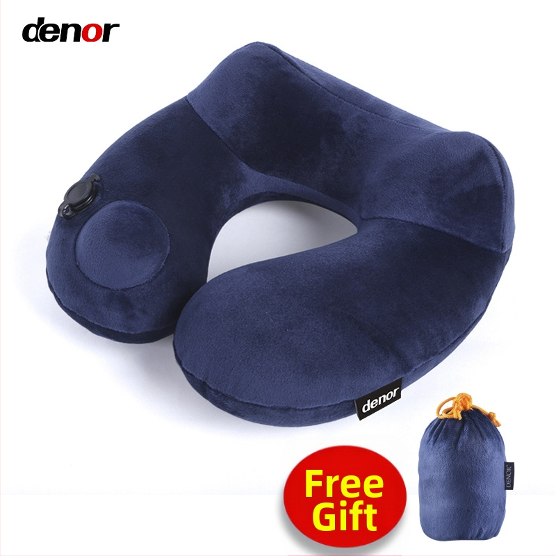 U-oblik putni jastuk za vrat, punjen zrakom, Crystal Velvet tkanina, moderan minimalistički stil, za odrasle