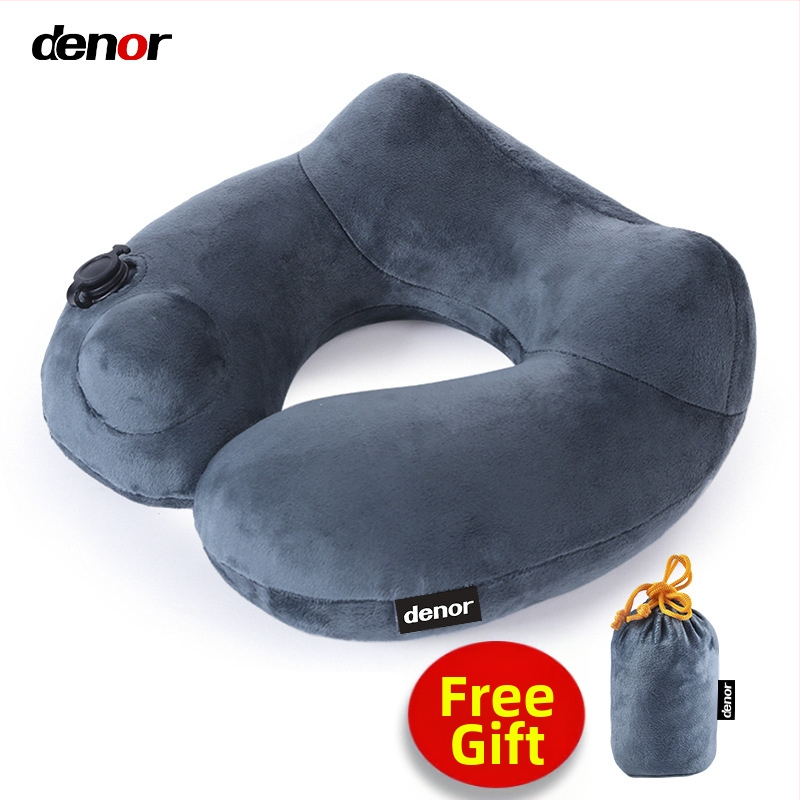 U-oblik putni jastuk za vrat, punjen zrakom, Crystal Velvet tkanina, moderan minimalistički stil, za odrasle