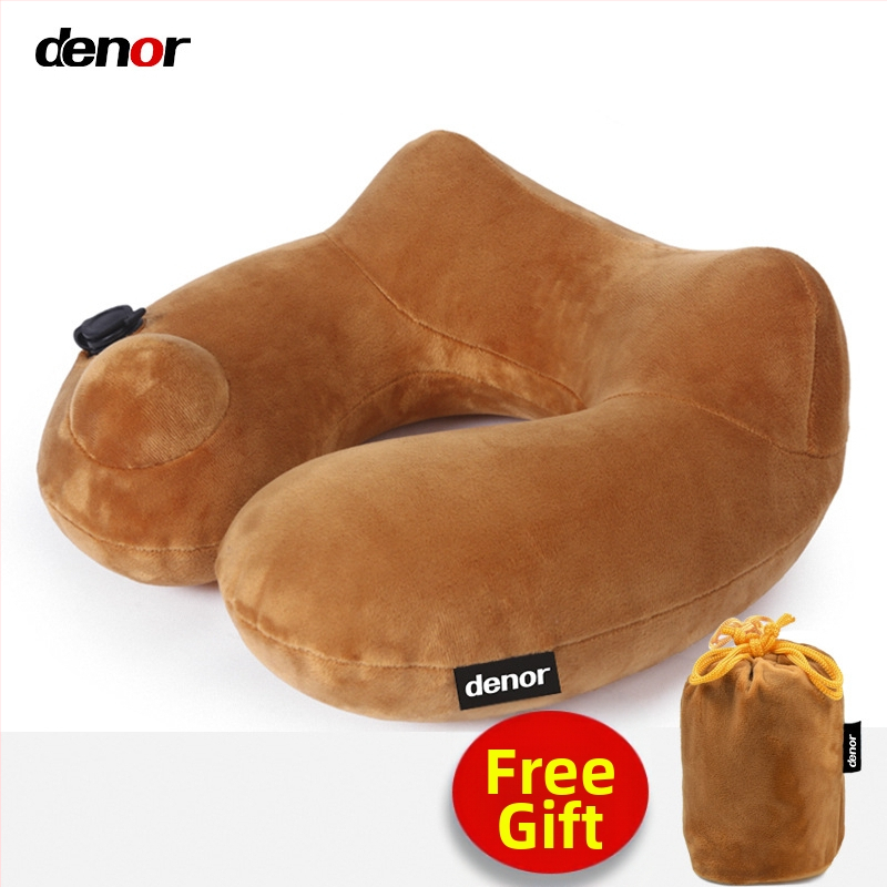 U-oblik putni jastuk za vrat, punjen zrakom, Crystal Velvet tkanina, moderan minimalistički stil, za odrasle