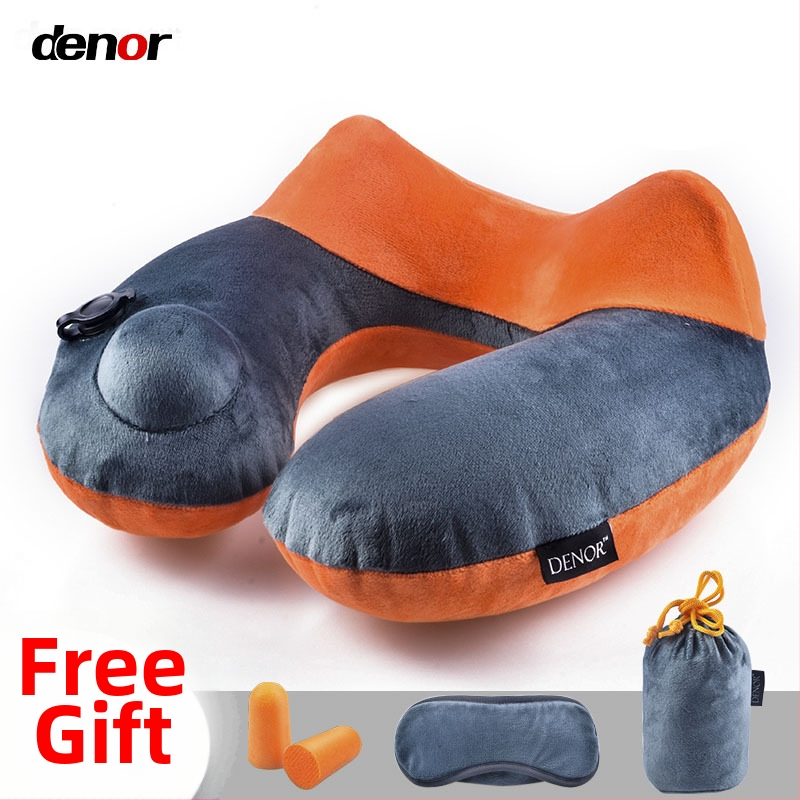 U-oblik putni jastuk za vrat, punjen zrakom, Crystal Velvet tkanina, moderan minimalistički stil, za odrasle