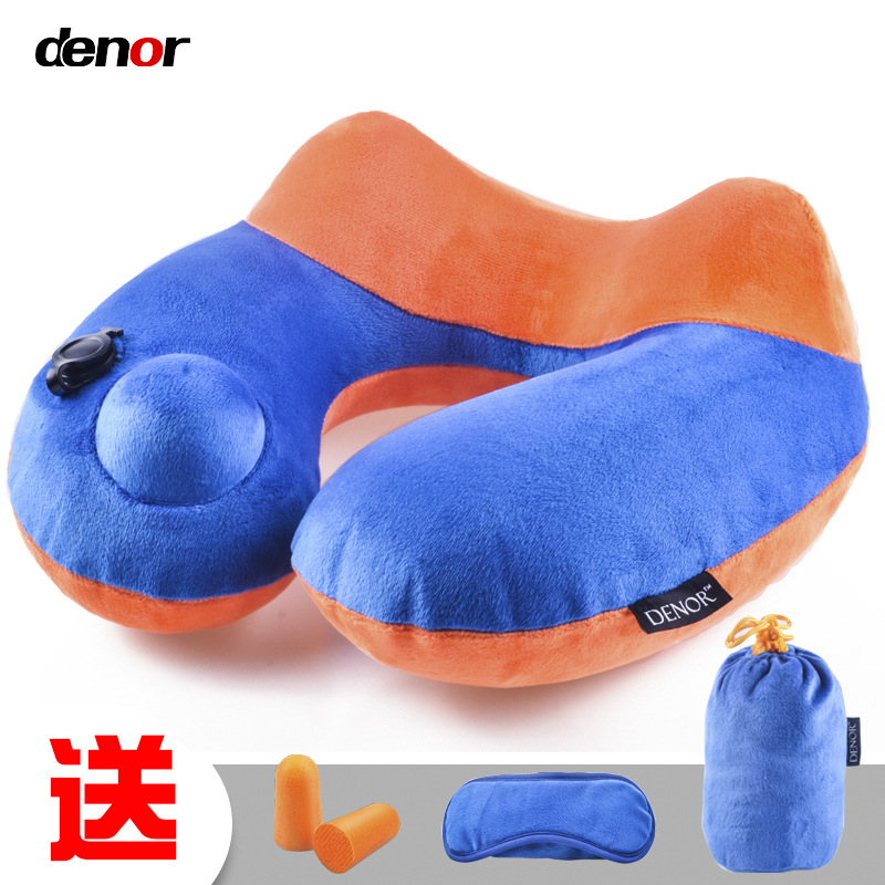 U-oblik putni jastuk za vrat, punjen zrakom, Crystal Velvet tkanina, moderan minimalistički stil, za odrasle