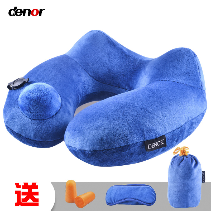 U-oblik putni jastuk za vrat, punjen zrakom, Crystal Velvet tkanina, moderan minimalistički stil, za odrasle