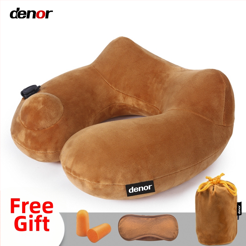 U-oblik putni jastuk za vrat, punjen zrakom, Crystal Velvet tkanina, moderan minimalistički stil, za odrasle