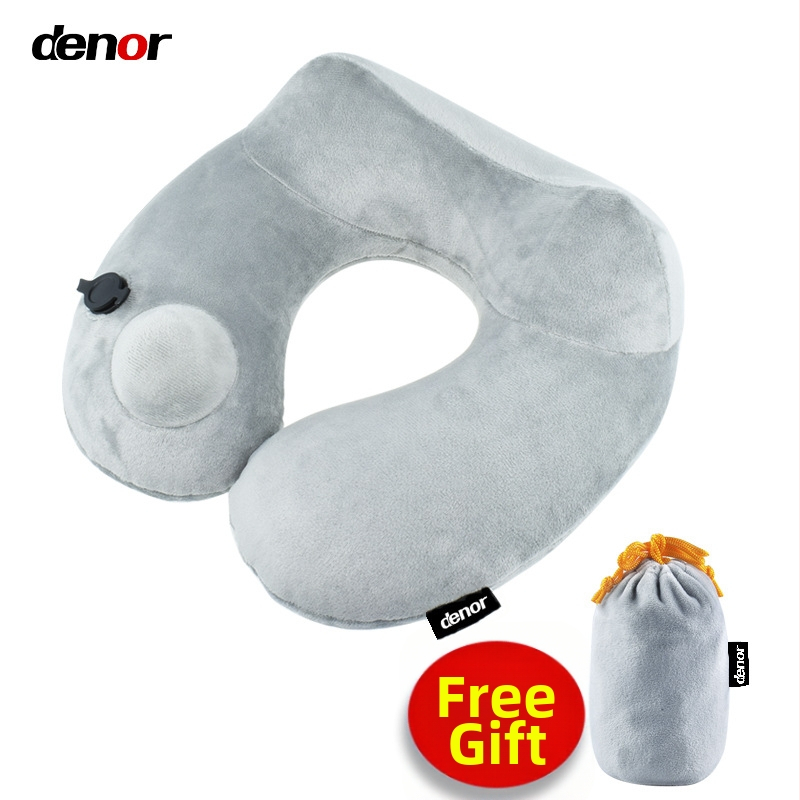 U-oblik putni jastuk za vrat, punjen zrakom, Crystal Velvet tkanina, moderan minimalistički stil, za odrasle