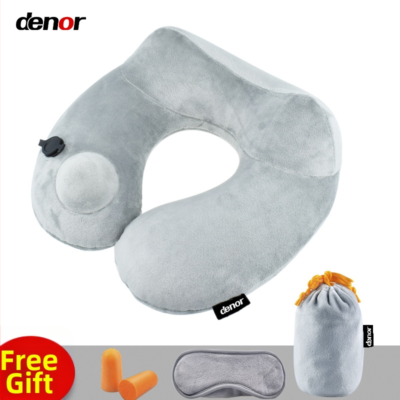 U-oblik putni jastuk za vrat, punjen zrakom, Crystal Velvet tkanina, moderan minimalistički stil, za odrasle