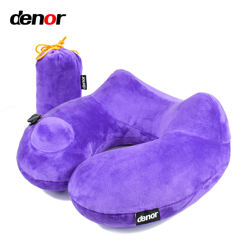 U-oblik putni jastuk za vrat, punjen zrakom, Crystal Velvet tkanina, moderan minimalistički stil, za odrasle