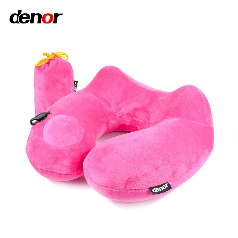 U-oblik putni jastuk za vrat, punjen zrakom, Crystal Velvet tkanina, moderan minimalistički stil, za odrasle