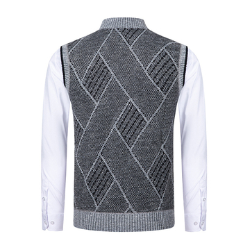 Muška pletena vesta s stojećim ovratnikom, bez rukava, zip, opuštenog kroja, vunena 76–80%
