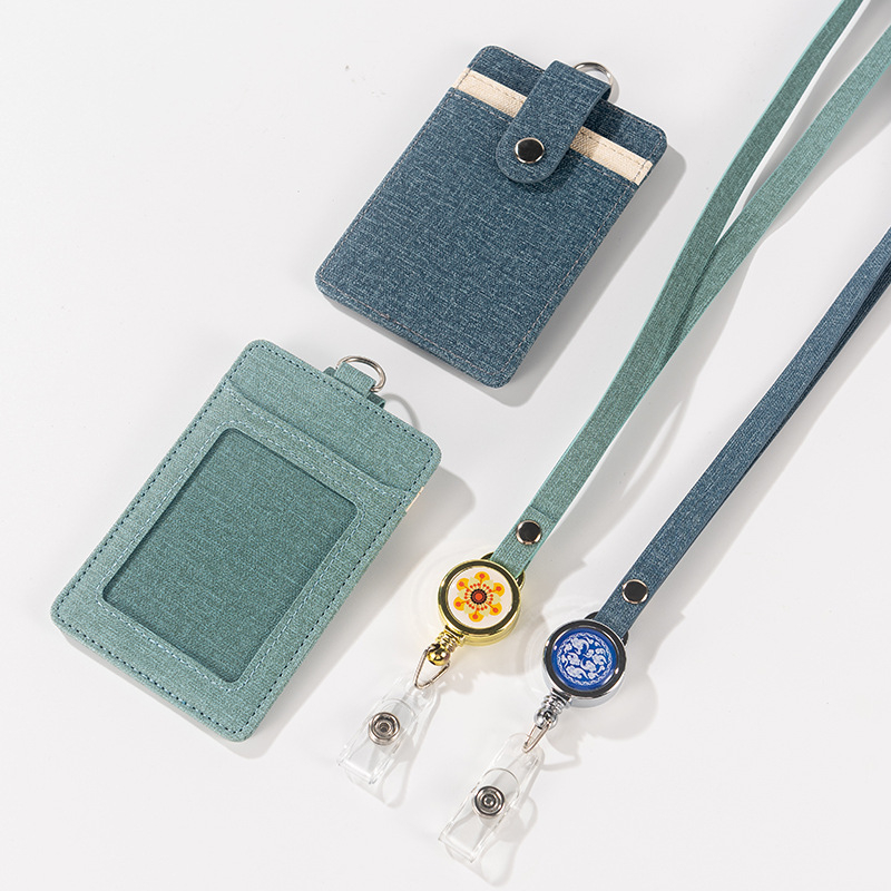 Държач за карта с шнур и катарама за лесно издърпване – защитен калъф за работна карта, карта за достъп, автобусна карта и студентска карта, многофункционален държач за карти