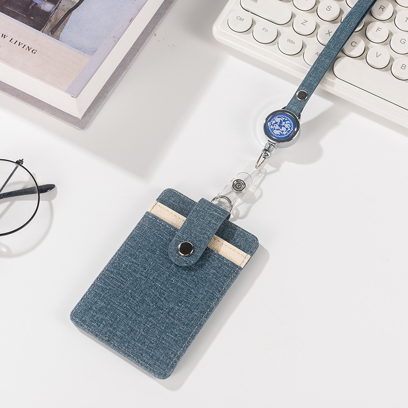 Държач за карта с шнур и катарама за лесно издърпване – защитен калъф за работна карта, карта за достъп, автобусна карта и студентска карта, многофункционален държач за карти