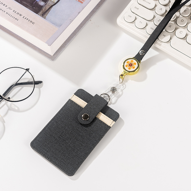Държач за карта с шнур и катарама за лесно издърпване – защитен калъф за работна карта, карта за достъп, автобусна карта и студентска карта, многофункционален държач за карти