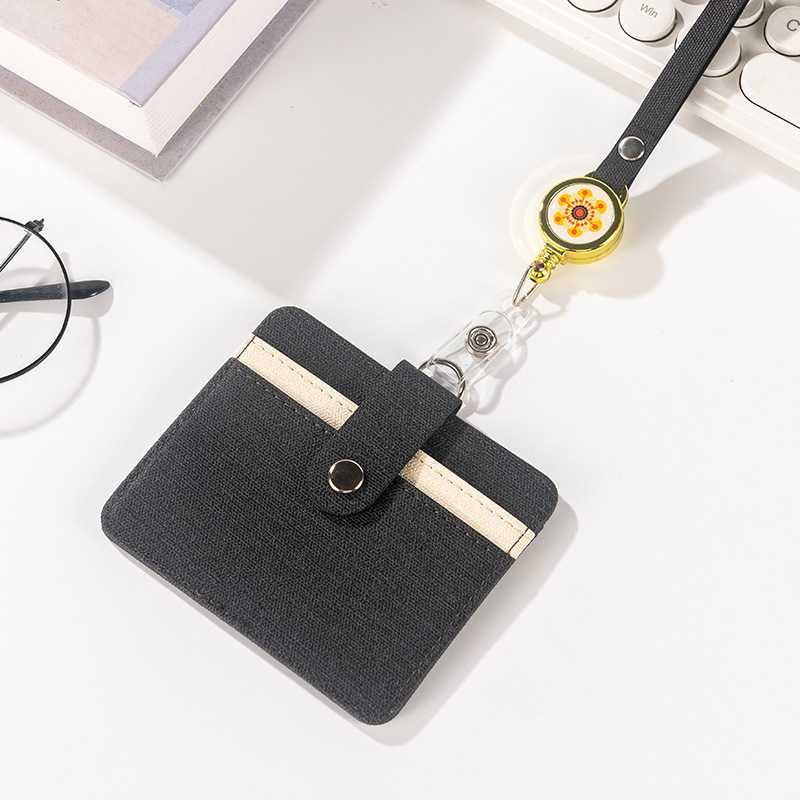 Държач за карта с шнур и катарама за лесно издърпване – защитен калъф за работна карта, карта за достъп, автобусна карта и студентска карта, многофункционален държач за карти