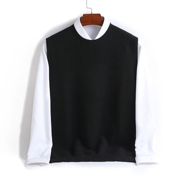 Muški vuneni prsluk s kapuljom, bez ovratnika, bez rukava, 100% vuna (tekstura zecjih dlaka)