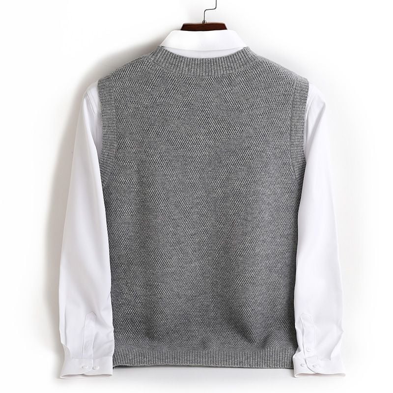 Muški vuneni prsluk s kapuljom, bez ovratnika, bez rukava, 100% vuna (tekstura zecjih dlaka)