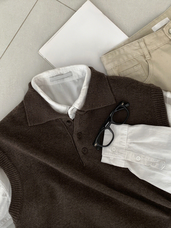 Muški teški pleteni prsluk bez rukava, opušten kroj, rever ovratnik, jednobojni uzorak, pogodan za proljeće i jesen