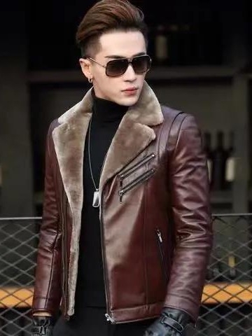Muška PU kožna jakna s krznom, kratka, korejski stil, ovratnik u stilu sakoa, casual jakna