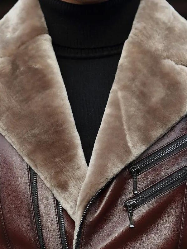 Muška PU kožna jakna s krznom, kratka, korejski stil, ovratnik u stilu sakoa, casual jakna