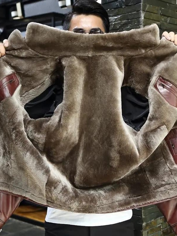 Muška PU kožna jakna s krznom, kratka, korejski stil, ovratnik u stilu sakoa, casual jakna