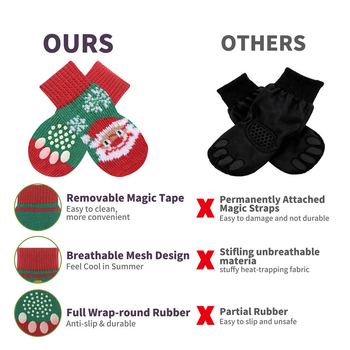 Șosete pentru câini cu model de desene animate, poliester, tricotaj jacquard, universale pentru toate sezoanele, Colecția de Crăciun