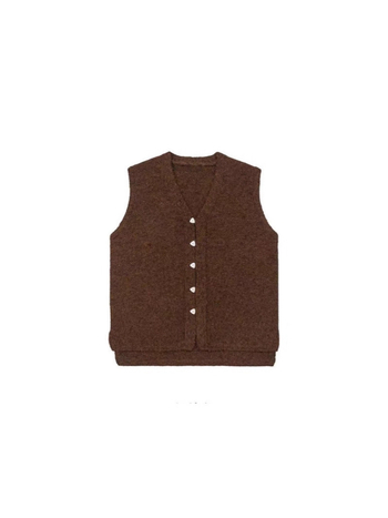 Pletena bezruk vest s trokutnim kopčanjem, američki gradski stil, retro neutralan, svestran teški osnovni komad