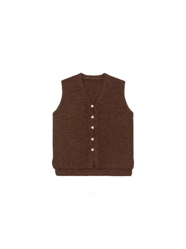 Pletena bezruk vest s trokutnim kopčanjem, američki gradski stil, retro neutralan, svestran teški osnovni komad