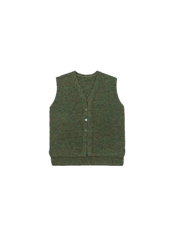 Pletena bezruk vest s trokutnim kopčanjem, američki gradski stil, retro neutralan, svestran teški osnovni komad