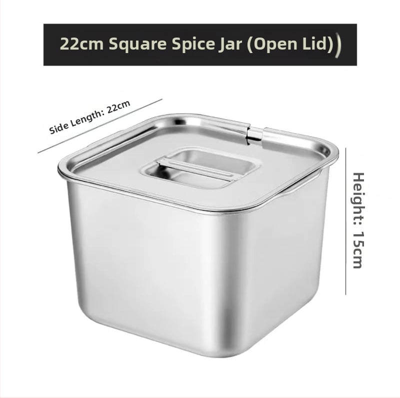 Cutie din oțel inoxidabil pentru condimente – design îngroșat pentru bucătării comerciale, potrivită pentru condimente solide, cu logo imprimat și posibilitatea personalizării