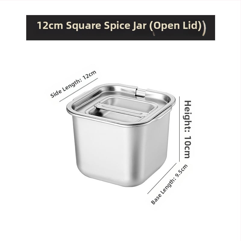 Cutie din oțel inoxidabil pentru condimente – design îngroșat pentru bucătării comerciale, potrivită pentru condimente solide, cu logo imprimat și posibilitatea personalizării